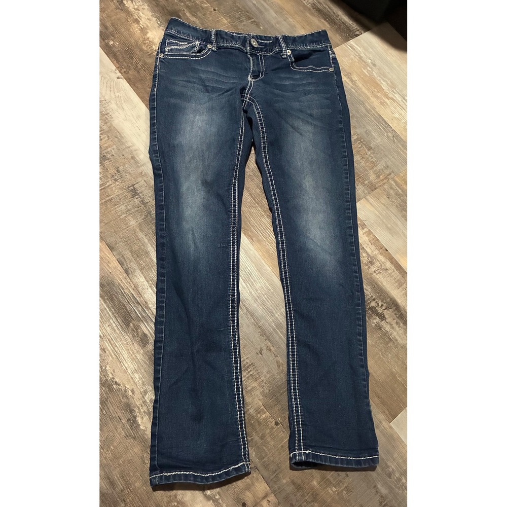 Ariya Jeans Womens 11/12 Dark Wash Bootcut Thick Stitch Embroidered Flap Pocket